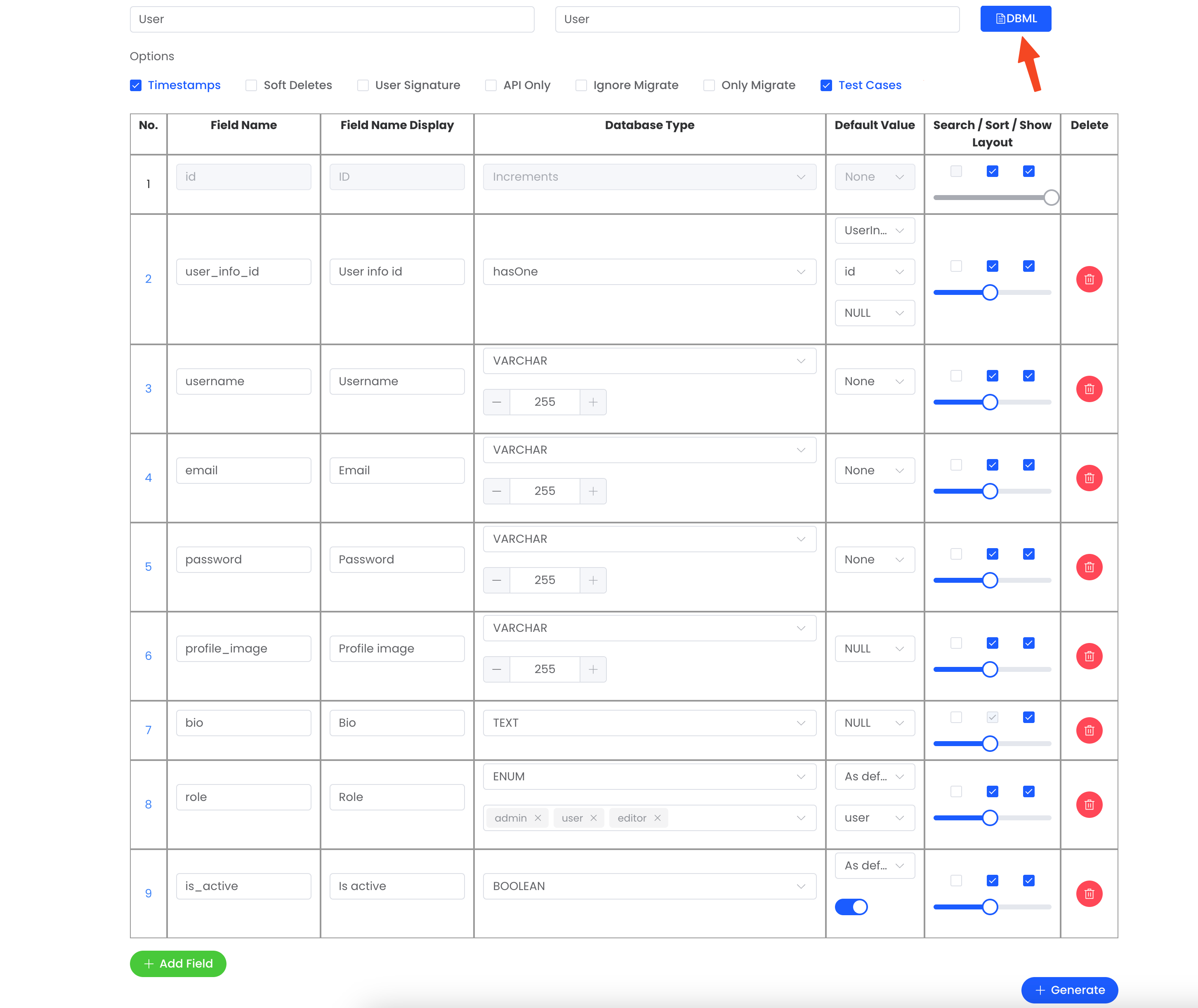 DBML Interface